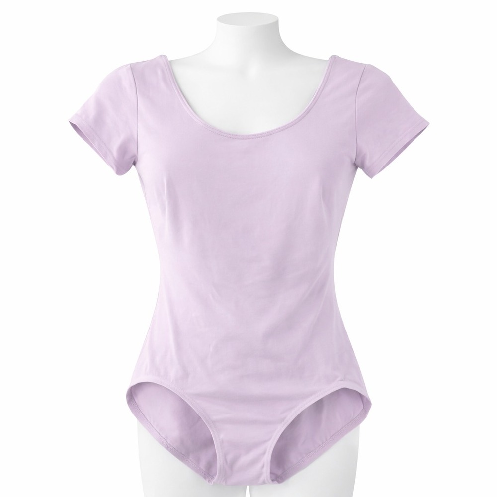 Capezio Leotard Kids Medium Lavender CC400 Short Sleeve Scoop Neck Ballet Dance